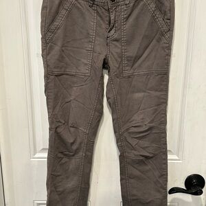 Free People Women’s Gray Green Utility Ankle Crop Pant Sz 28 Cotton Blend Casual